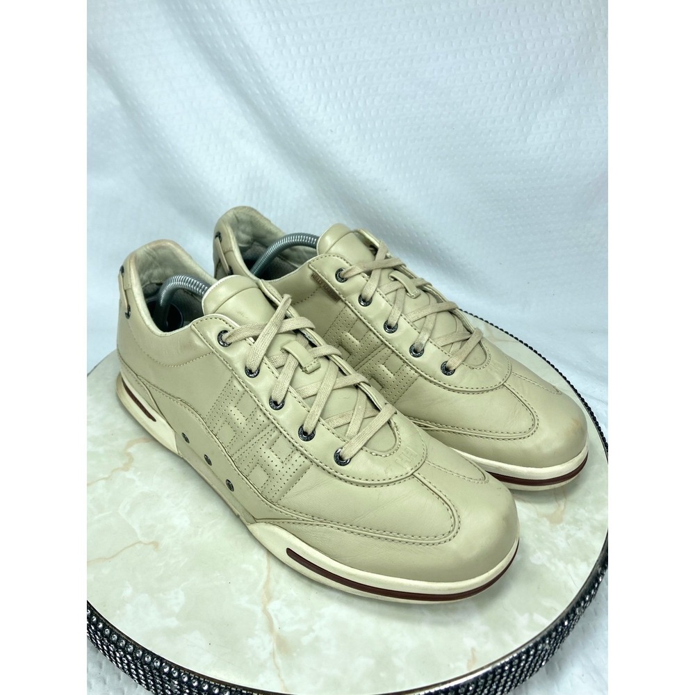 Helly Hansen Leather Low Top Shoes Mens 10 Beige Tan Casual Streetwear Sneakers